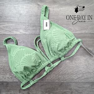 Pink by Victoria's Secret Tie Back Textured Bikini Top Size M (DD)